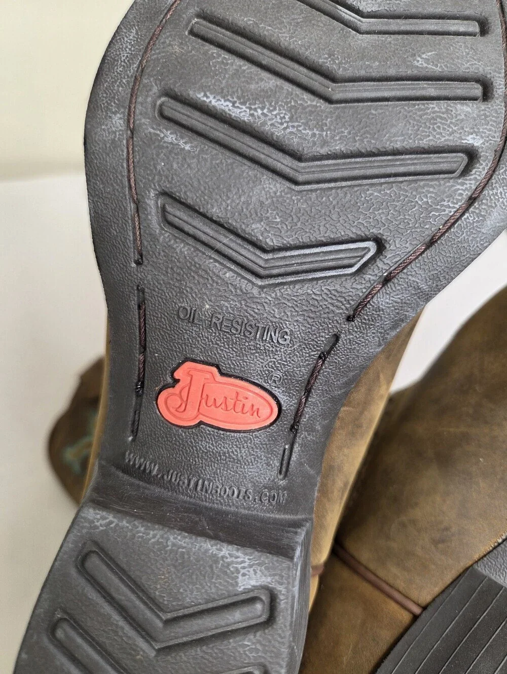 Justin Boots Brown Leather Western Cowboy Boots Embroidered Square Toe  8.5B